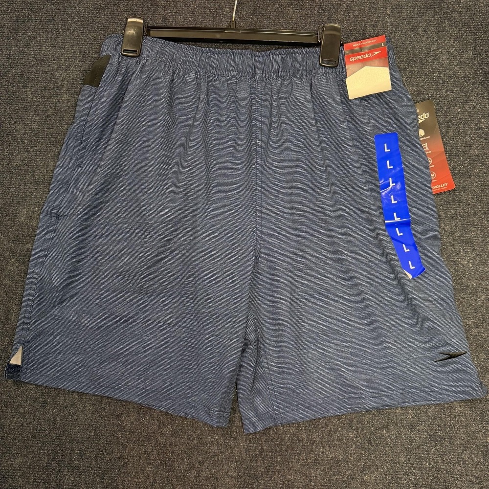 Speedo Swim Shorts Mens Large Blue TechVolley Comfort Liner Quick Dry Trunks